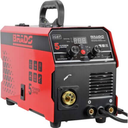 Полуавтомат сварочный BRADO MIG/MMA-220L-4 (220А; МИКРОПРОЦЕССОР; MIG/FLUX/MMA/TIG; еврорукав 3м)