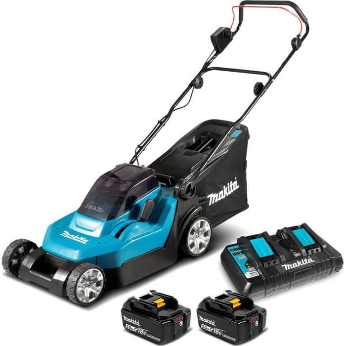 Аккумуляторная несамоходная газонокосилка Makita DLM382CM2